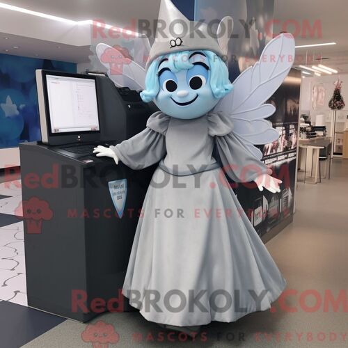 Personnage De Costume De Mascotte Redbrokoly De Fée Des Dents Grises Habillé Avec Une Jupe Trapèze Et Des Casquettes