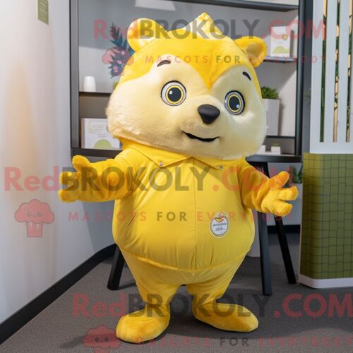 Personnage De Costume De Mascotte Redbrokoly De Castor Rouge Habillé Avec Un Jean Skinny Et Des Sacs Fourre-Tout