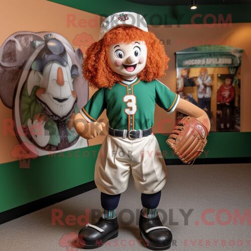 Personnage De Costume De Mascotte Redbrokoly De Danseur Irlandais De Rouille Habillé Avec Un T-Shirt De Baseball Et Des Sacs À Main