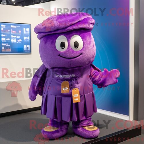 Costume De Mascotte Redbrokoly De Ramen Violet Personnage Habillé D Un Maillot De Bain Et De Bonnets