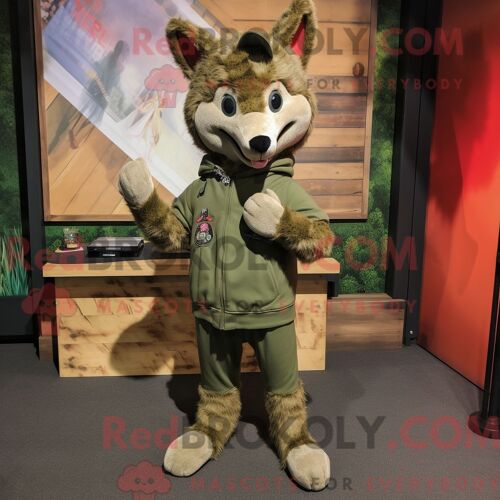 Costume De Mascotte Redbrokoly De Peach Fox Habillé Avec Un Maillot De Bain Et Des Ceintures