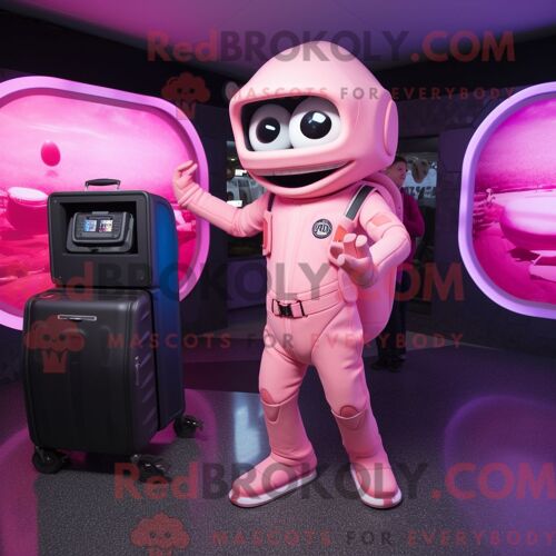 Costume Mascotte Redbrokoly De Gyro Rose Personnage Habillé Avec Un Body Et Des Porte-Documents