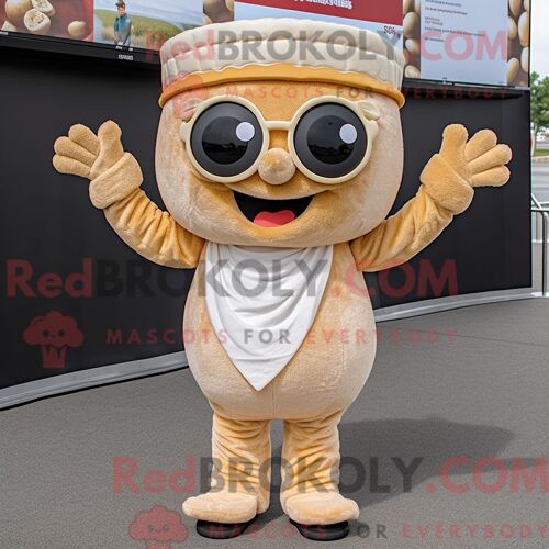 Costume De Mascotte Redbrokoly Tan Pop Corn Habillé Avec Un Débardeur Et Des Bandeaux
