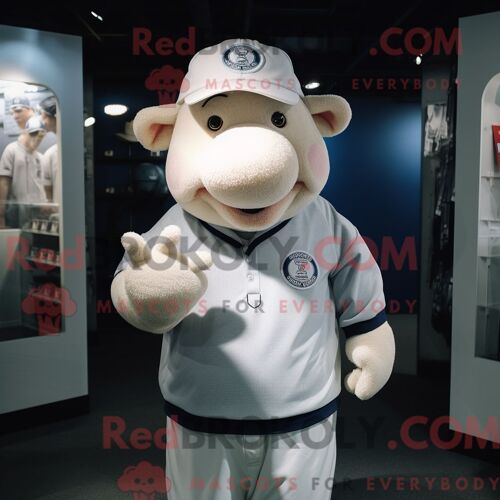 Mascotte Redbrokoly De Docteur Beige Personnage Habillé Avec Une Robe Portefeuille Et Des Châles