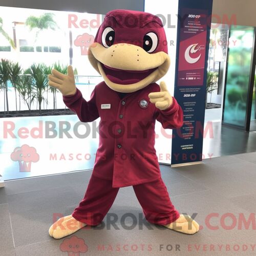 Costume De Mascotte Redbrokoly De Python Marron Habillé Avec Un Pantalon Capri Et Des Pochettes