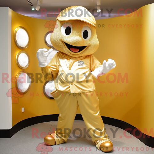 Personnage De Costume De Mascotte Redbrokoly De Balle De Baseball En Or Habillé D Un Pantalon Capri Et D Un Porte-Monnaie