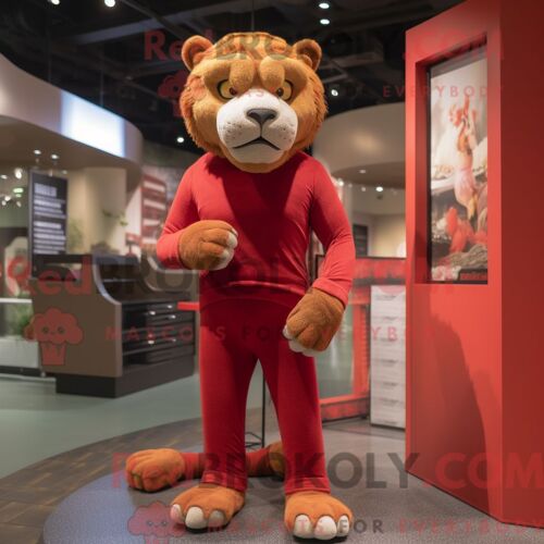 Personnage De Costume De Mascotte Redbrokoly De Télévision Rose Habillé D Un T-Shirt De Baseball Et De Pochettes De Costume