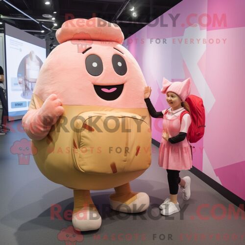 Personnage De Costume De Mascotte Redbrokoly De Pomme De Terre Rose Habillé Avec Une Culotte Et Des Sacs À Dos
