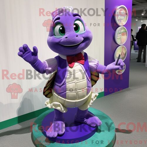 Costume De Mascotte Redbrokoly De Tortue Lavande Personnage Habillé Avec Une Jupe Circulaire Et Des Porte-Clés