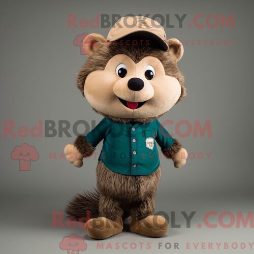 Personnage De Costume De Mascotte Redbrokoly De Cracheur De Feu Vert Habillé Avec Une Jupe Trapèze Et Des Bretelles