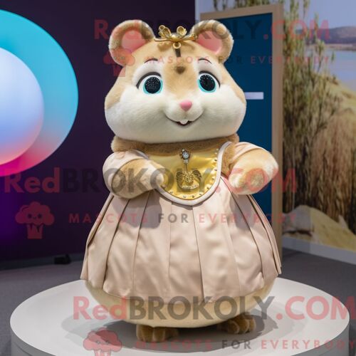 Costume De Mascotte Redbrokoly De Tan Queen Habillé Avec Une Robe De Soirée Et Des Montres