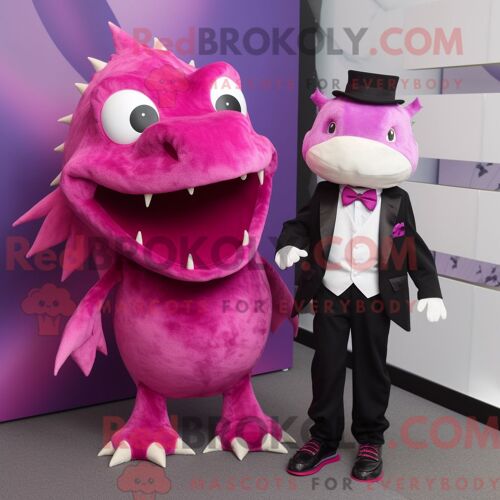 Costume De Mascotte Redbrokoly De Paon Rose Habillé D Une Chemise Henley Et De Pochettes