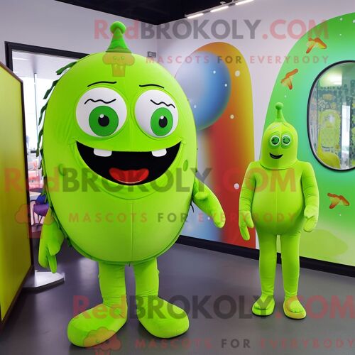 Costume De Mascotte Redbrokoly De Concombre Vert Citron Habillé Avec Une Combinaison Et Des Porte-Clés