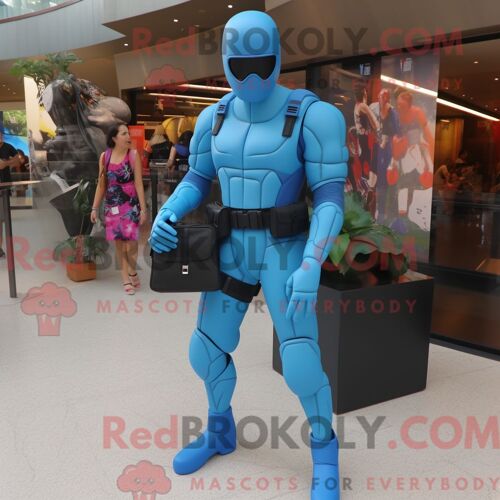 Personnage De Costume De Mascotte Redbrokoly Cyan Gi Joe Habillé Avec Un Jegging Et Des Sacs À Main