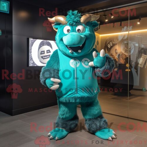 Costume Mascotte Redbrokoly De Buffalo Sarcelle Habillé D Une Combinaison Et De Montres