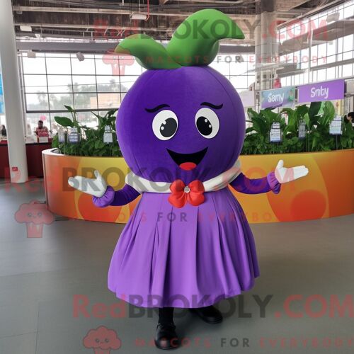 Costume De Mascotte Redbrokoly De Radis Violet Personnage Habillé D Une Jupe Circulaire Et De Bandeaux