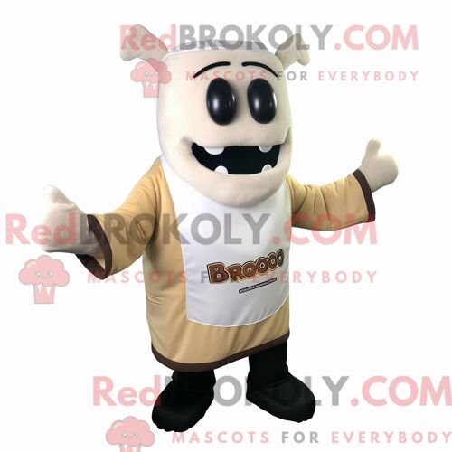 Costume De Mascotte Redbrokoly De Côtes Levées Au Barbecue Crème Personnage Habillé D Un Sweat-Shirt Et De Pochettes De Costume
