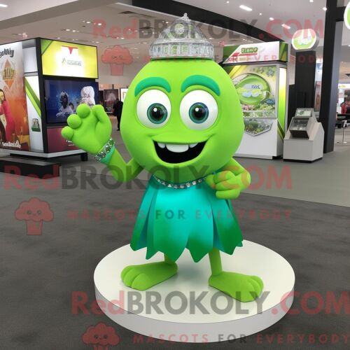 Personnage De Costume De Mascotte Redbrokoly De Bâton De Hockey Sur Glace Beige Habillé Avec Une Jupe Et Des Portefeuilles