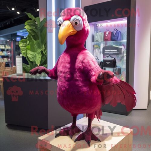 Costume De Mascotte Redbrokoly Magenta Dodo Bird Personnage Habillé Avec Un Pantalon Habillé Et Des Pochettes