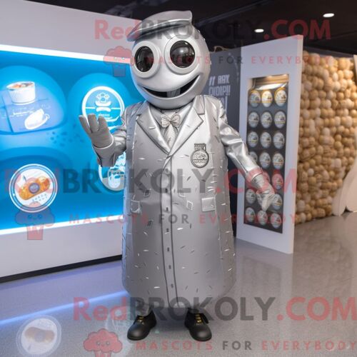Personnage Mascotte Redbrokoly D Un Mégalodon Blanc Habillé D Une Chemise En Jean Et De Chapeaux