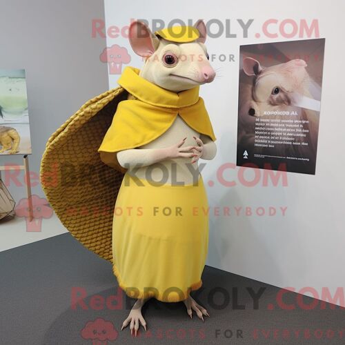 Personnage Mascotte Redbrokoly D Une Vache En Jersey Crème Habillée D Une Robe De Cocktail Et De Boutons De Manchette