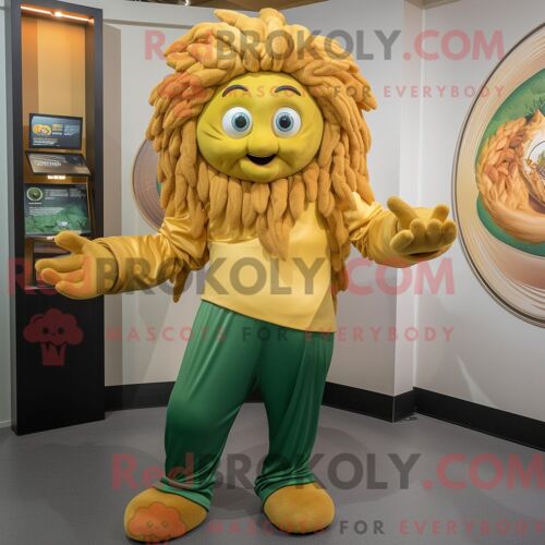 Personnage Mascotte Redbrokoly D Un Lanceur De Couteaux Bleu Habillé D Un Manteau Et De Pinces À Cheveux