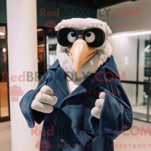 Costume De Mascotte Redbrokoly D Archeopteryx De La Marine Personnage Habillé D Un Manteau Et De Lunettes De Soleil