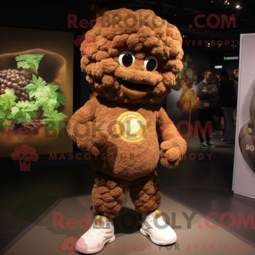 Personnage Mascotte Redbrokoly D Une Barre De Chocolat Bleue Habillée D Une Chemise En Popeline Et De Boutons De Manchette