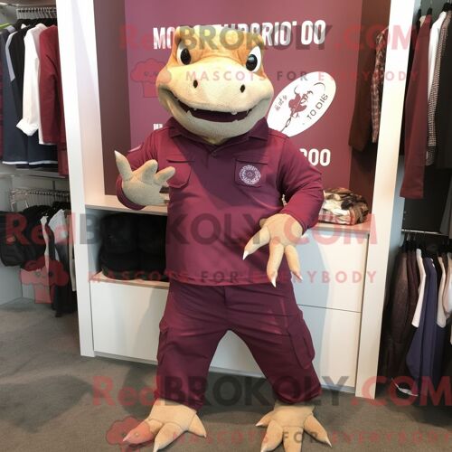 Personnage Mascotte Redbrokoly D Olive Framboise Habillé D Une Veste En Cuir Et De Lunettes De Soleil