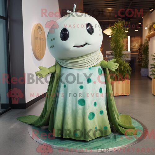 Personnage Mascotte Redbrokoly D Un Narval Olive Habillé D Une Robe Longue Et De Bagues