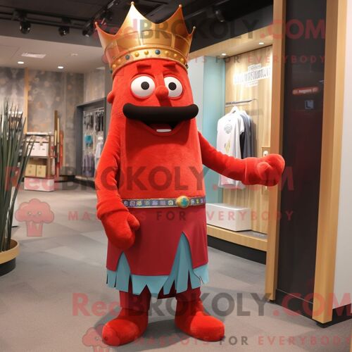 Personnage Mascotte Redbrokoly D Un Blue Plate Spinner Habillé D Un Maillot De Bain Une Pièce Et De Portefeuilles