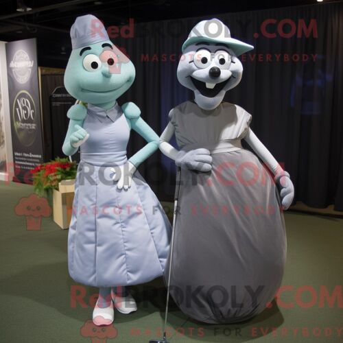 Personnage Mascotte Redbrokoly D Un Fantôme Cyan Habillé D Une Jupe-Culotte Et De Lunettes De Soleil