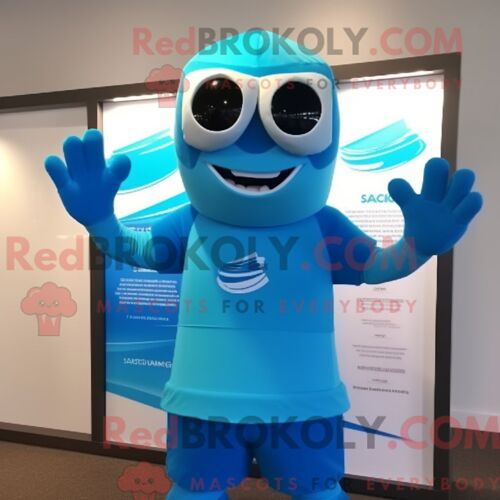 Personnage Mascotte Redbrokoly Blue Ray Habillé Avec Un Short Et Des Bracelets