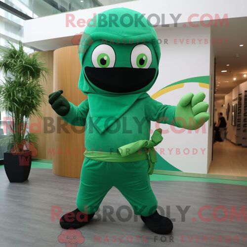 Personnage De Costume De Mascotte Redbrokoly De Ninja Vert Habillé D Un Costume Et De Bracelets De Cheville