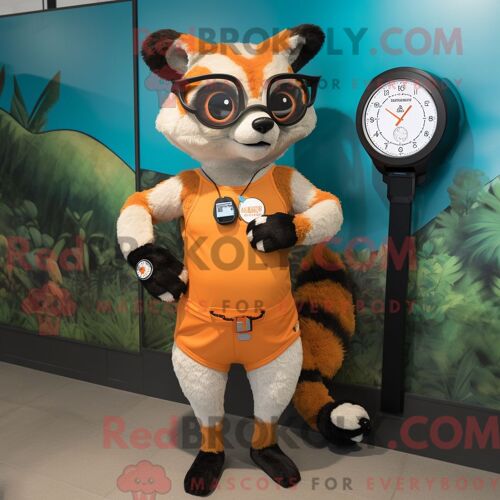 Costume Mascotte Redbrokoly De Civette Orange Habillé D Un Bikini Et De Montres Numériques