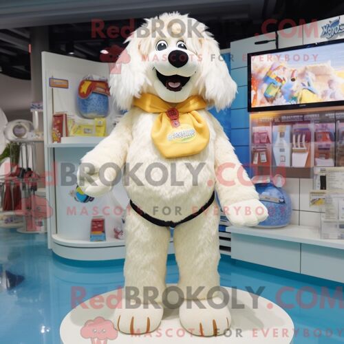 Personnage Mascotte Redbrokoly D Une Chèvre Boer Beige Habillée D Un Jeans Skinny Et De Broches