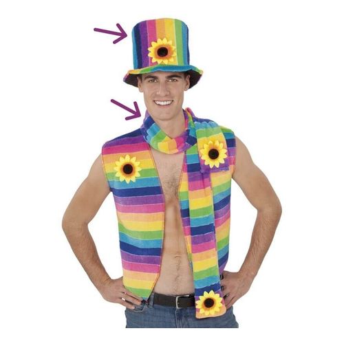 Chapeau Et ?Charpe Hippie Arc-En-Ciel