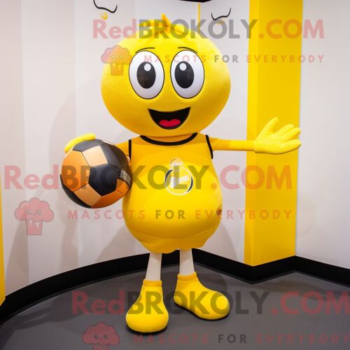 Personnage Mascotte Redbrokoly D Un Échassier Jaune Habillé D Une Veste Et De Portefeuilles