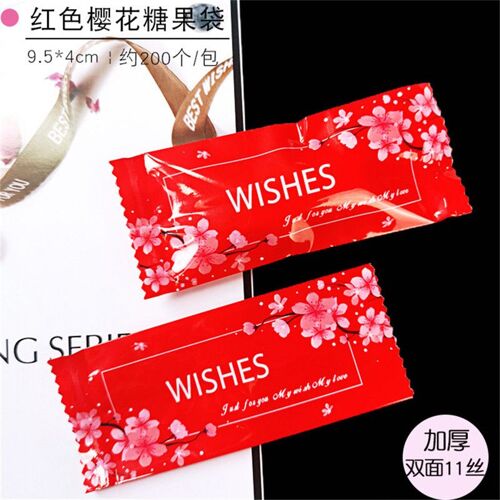 200 Pcs/Lot cerise Bossoms bricolage à la main Nougat bonbons emballage sacs lait bonbons Taffy emballage alimentaire paquet Mini sac