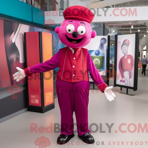 Costume De Mascotte Redbrokoly De Donut De Pêche Personnage Habillé Avec Une Culotte Et Des Bonnets