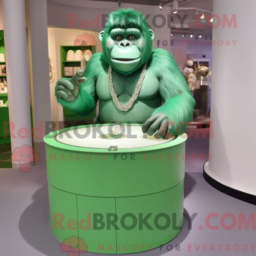 Costume De Mascotte Redbrokoly De Gorille Vert Habillé D Une Jupe Crayon Et D Anneaux