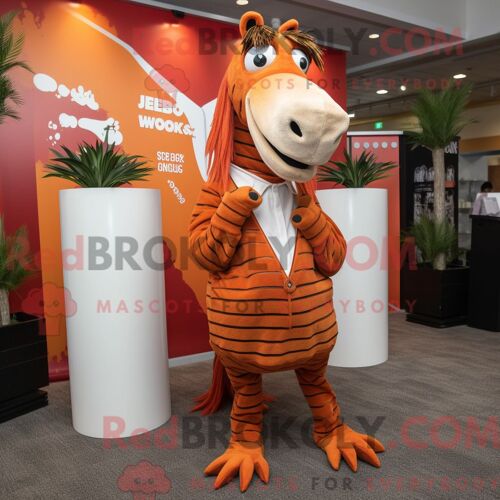 Costume Mascotte Redbrokoly De Quagga Orange Habillé D Une Robe Longue Et De Pochettes De Costume