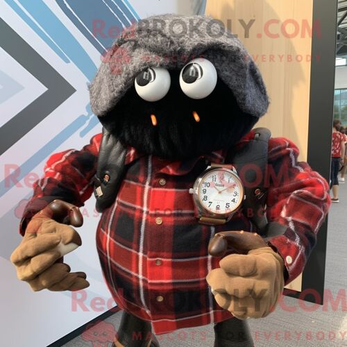 Personnage Mascotte Redbrokoly D Une Gargouille Rouille Habillée D Une Chemise En Flanelle Et De Gants