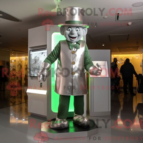 Personnage Mascotte Redbrokoly D Un Chapeau De Lutin Argenté Habillé D Un Body Et De Bérets