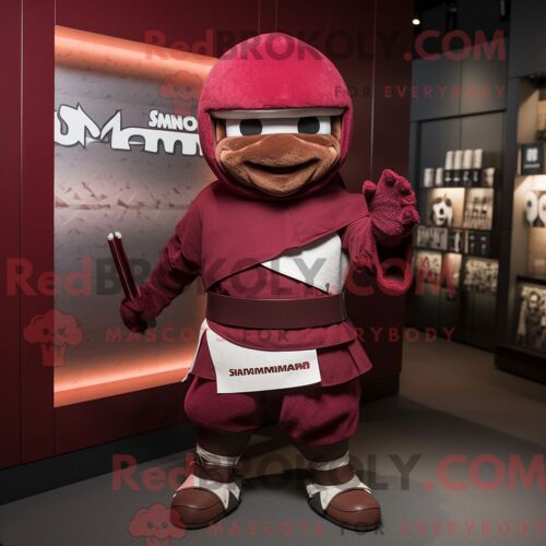 Personnage Mascotte Redbrokoly D Un Samouraï Marron Habillé D Un Polo Et De Ceintures De Smoking