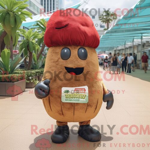Personnage Mascotte Redbrokoly D Un Mouton Beige Du Suffolk Habillé D Une Salopette Et De Lunettes
