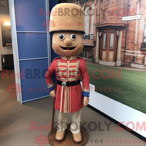 Costume De Mascotte Redbrokoly De La Garde Royale Britannique Beige Personnage Habillé D Une Robe Et D Épingles À Cravate