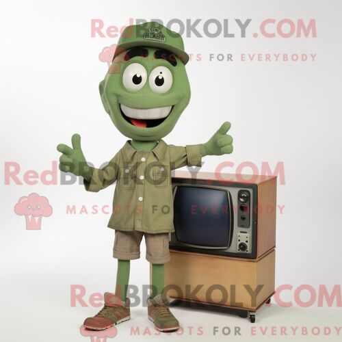 Personnage De Costume De Mascotte Redbrokoly De Raisin Marron Habillé Avec Une Veste Et Des Écharpes