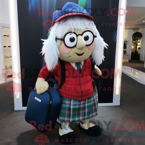 Costume De Mascotte Redbrokoly De Bernard-L Ermite Beige Habillé Avec Un Pantalon Habillé Et Des Pochettes