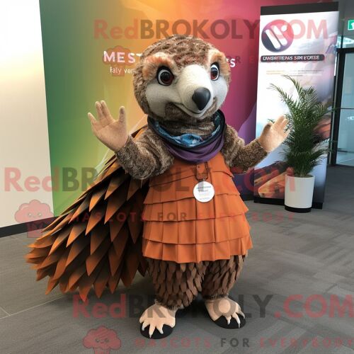 Personnage Mascotte Redbrokoly D Un Sac De Golf Jaune Habillé D Un Short Et D Épinglettes